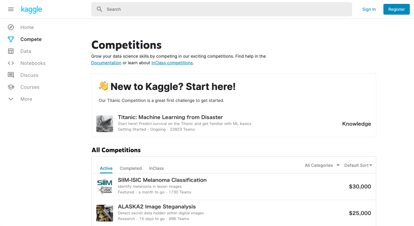 ■kaggleの各機能｜人工知能を搭載した製品・サービスの比較一覧・導入活用事例・資料請求が無料でできるAIポータルメディア