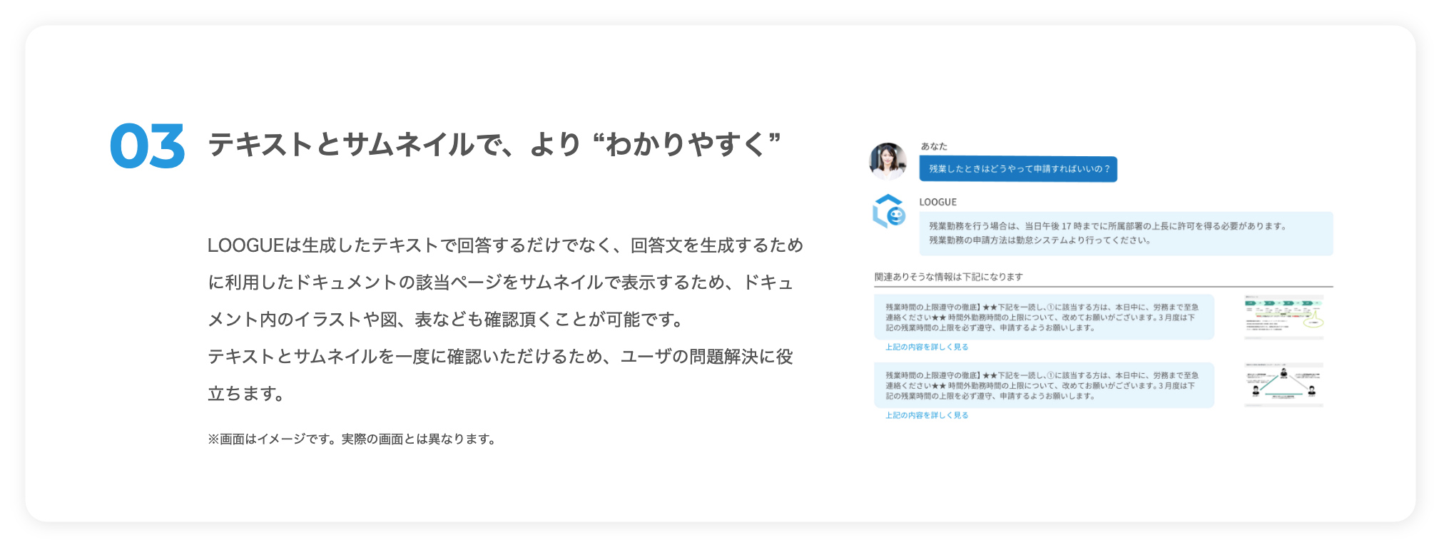 テキストとサムネイルで、より “わかりやすく”