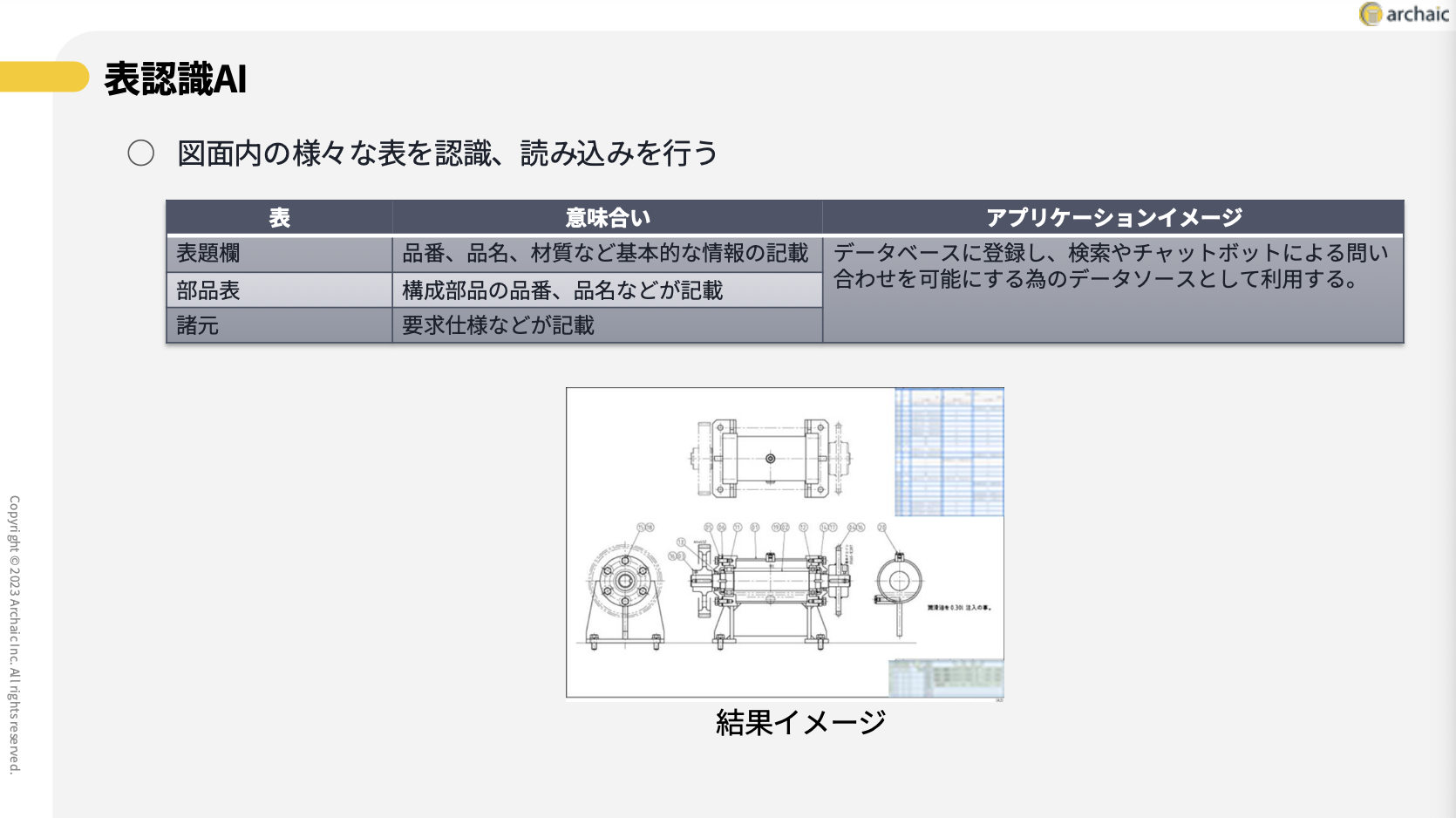 図面内の様々な表を認識し、データベース化