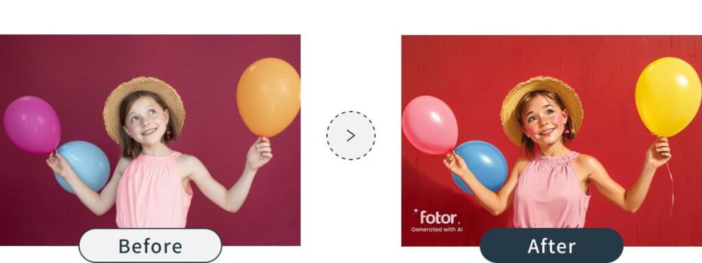 fotorのAIアート効果、ビフォーアフターの画像