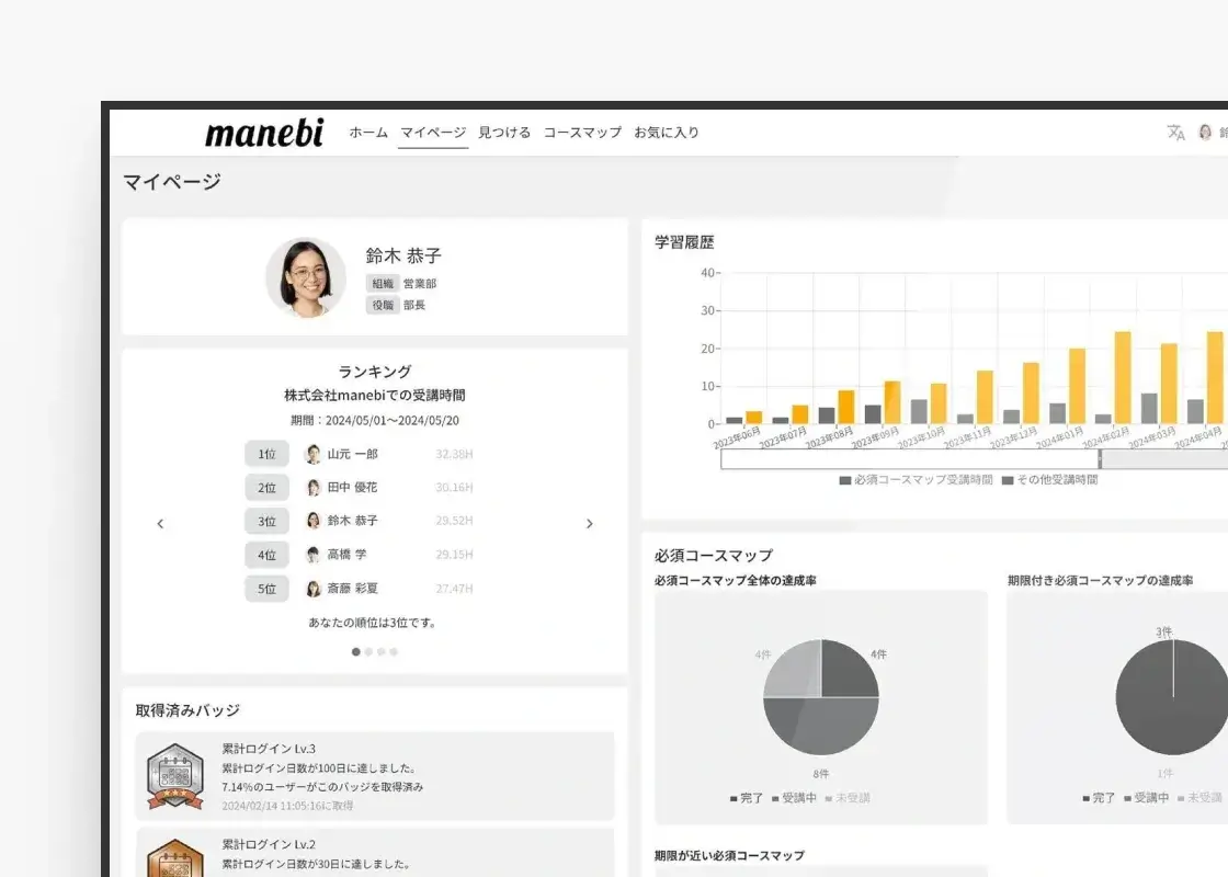 受講者が迷うことのない
直感的でシンプルな操作画面
