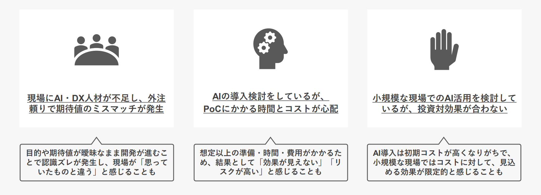 現場におけるAIに関する課題