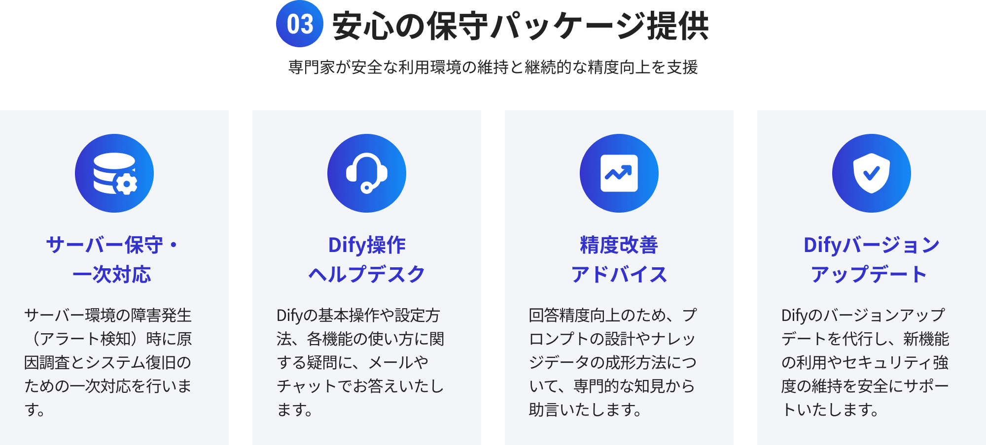 安心の保守パッぺーじ提供