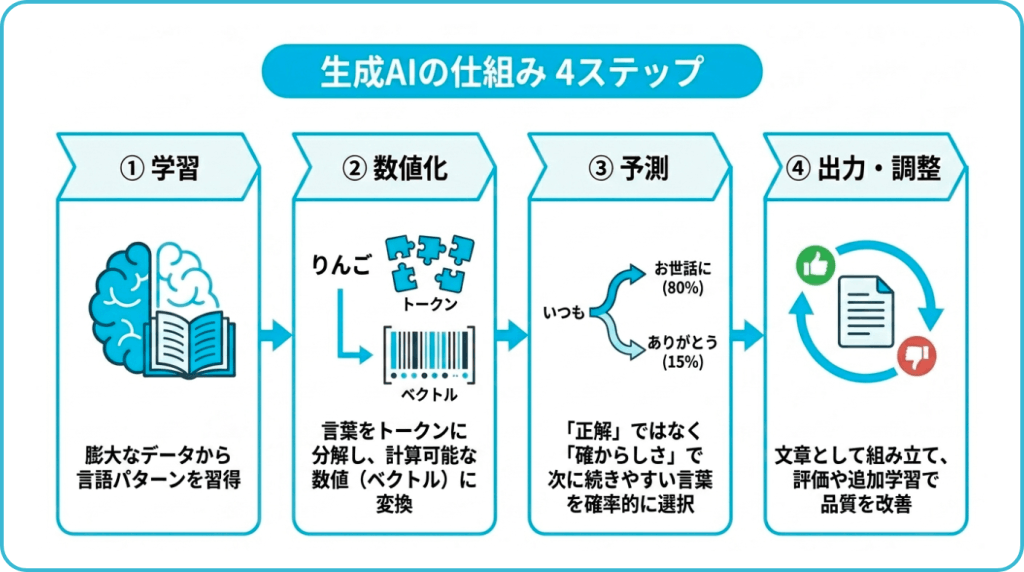 生成AIの仕組みを4ステップで理解する