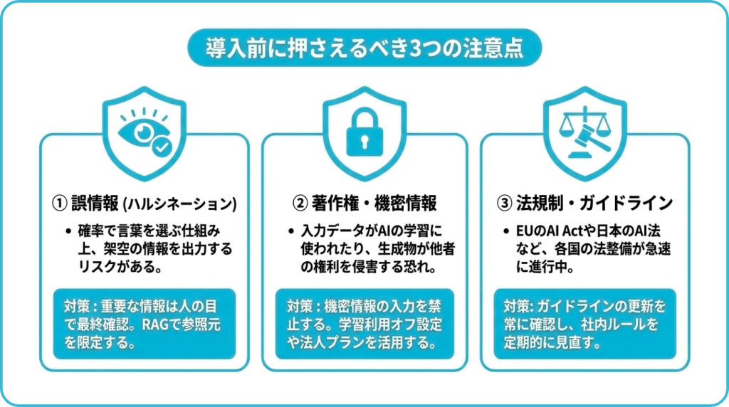 生成AI活用で押さえておきたい3つの注意点
