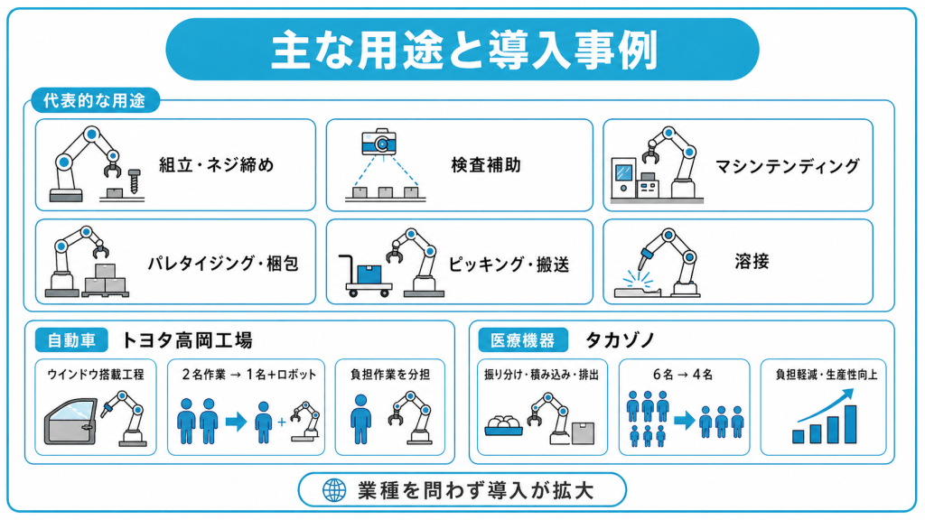 協働ロボットの主な用途と導入事例