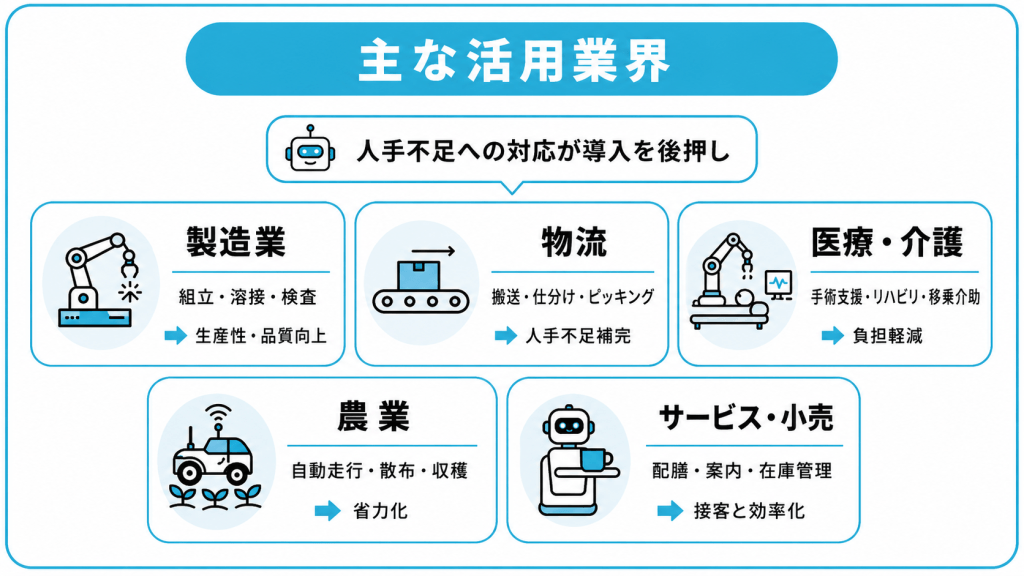 ロボティクスが活用されている主な業界