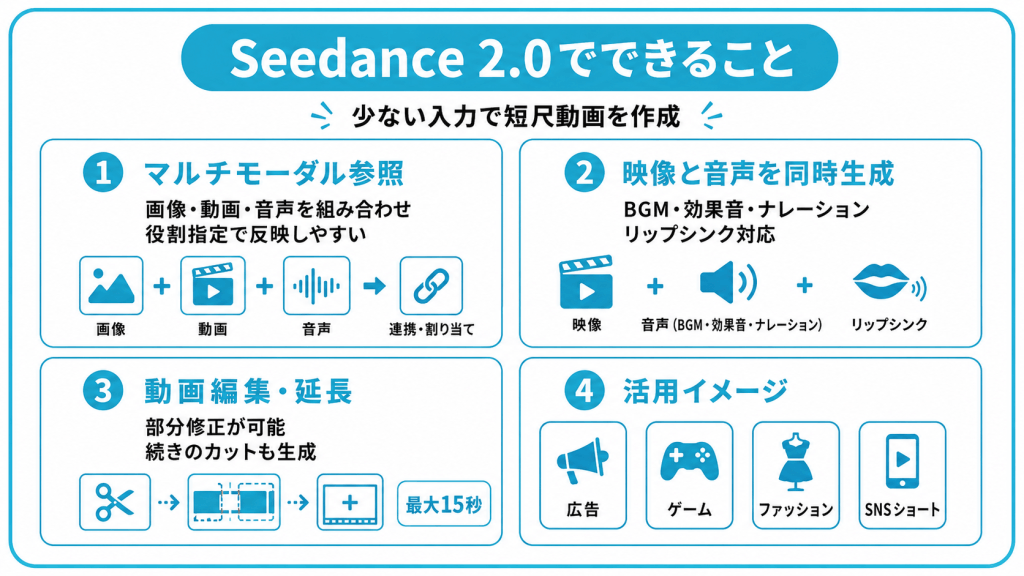 Seedance 2.0でできること