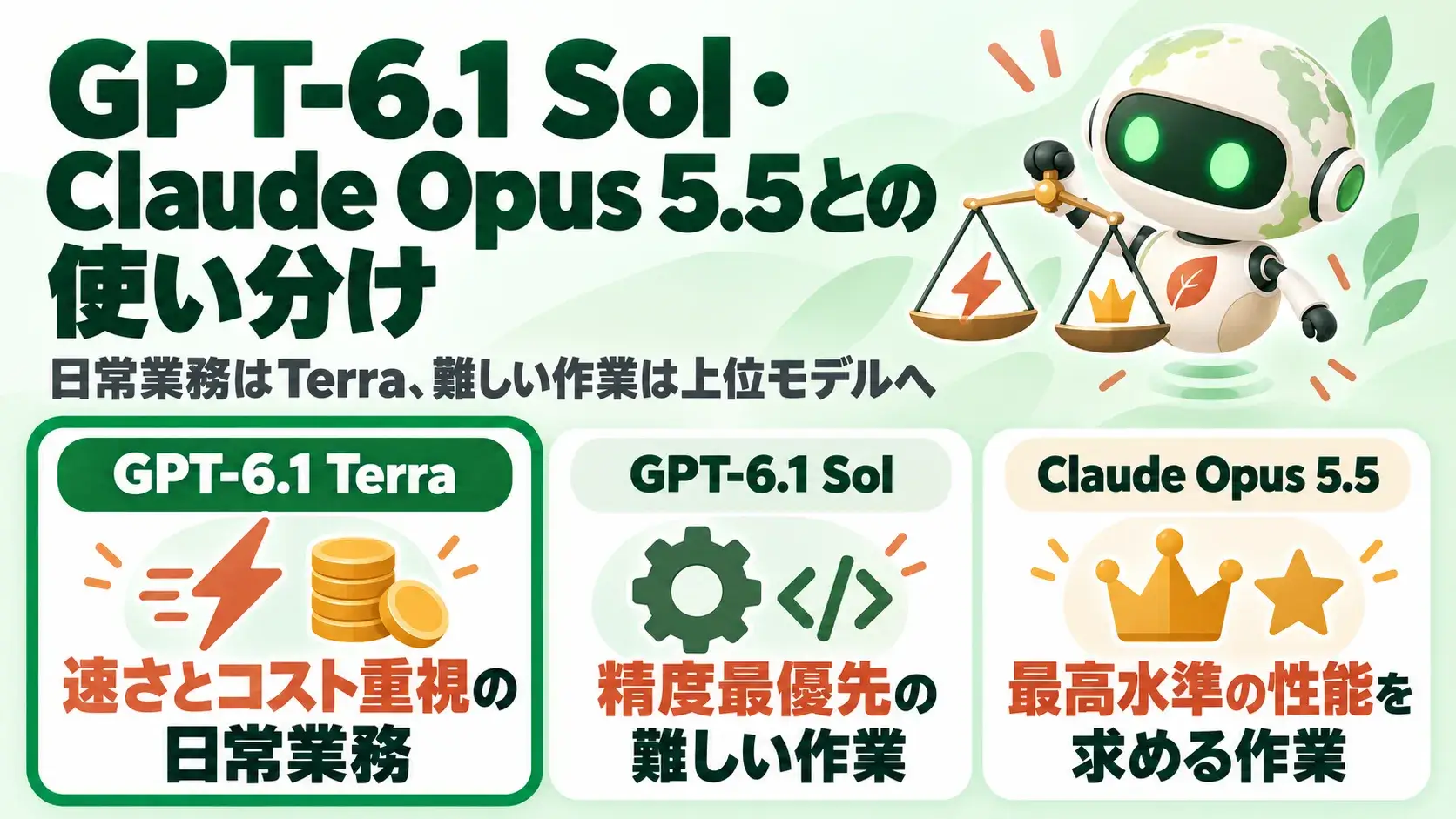 GPT-6.1 Sol・Claude Opus 5.5との使い分け